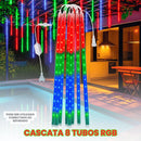 Cascata 8 Tubos Queda Pisca Pisca Led Chuva Meteoro Gelo 45cm Fim De Ano Decoração De Natal Conecta Várias Unidades