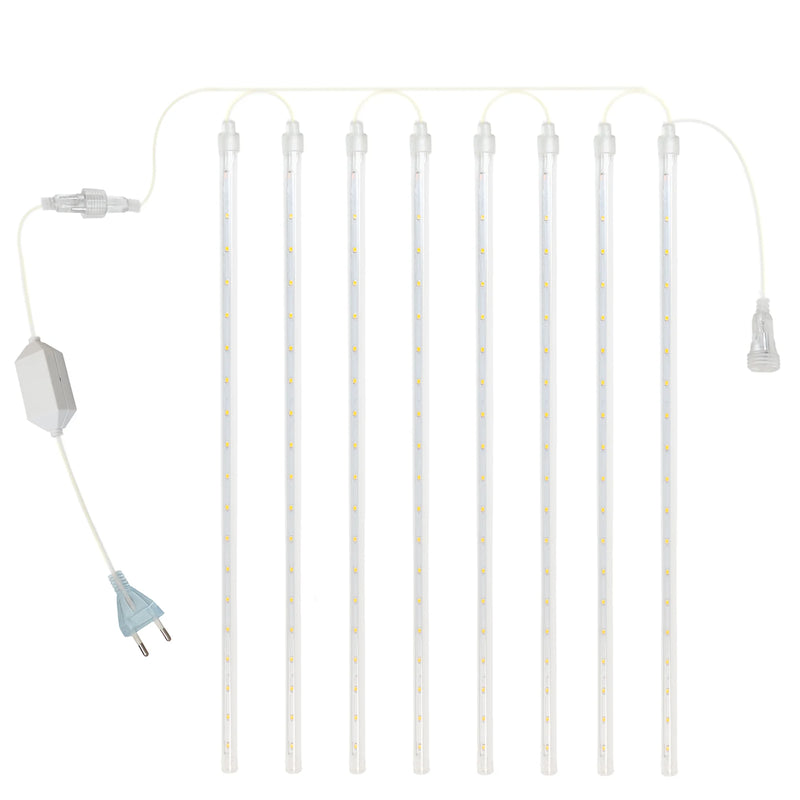 Cascata 8 Tubos Queda Pisca Pisca Led Chuva Meteoro Gelo 45cm Fim De Ano Decoração De Natal Conecta Várias Unidades