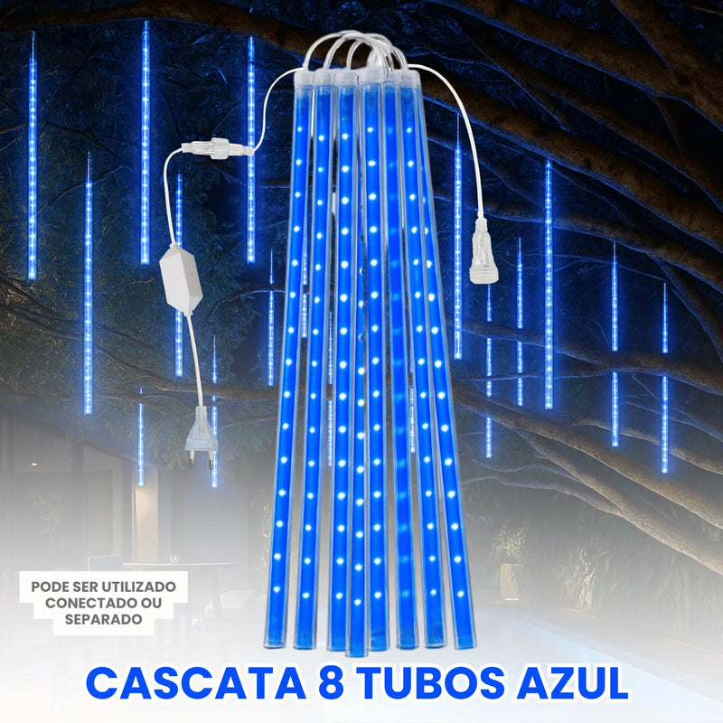 Cascata 8 Tubos Queda Pisca Pisca Led Chuva Meteoro Gelo 45cm Fim De Ano Decoração De Natal Conecta Várias Unidades