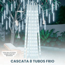 Cascata 8 Tubos Queda Pisca Pisca Led Chuva Meteoro Gelo 45cm Fim De Ano Decoração De Natal Conecta Várias Unidades