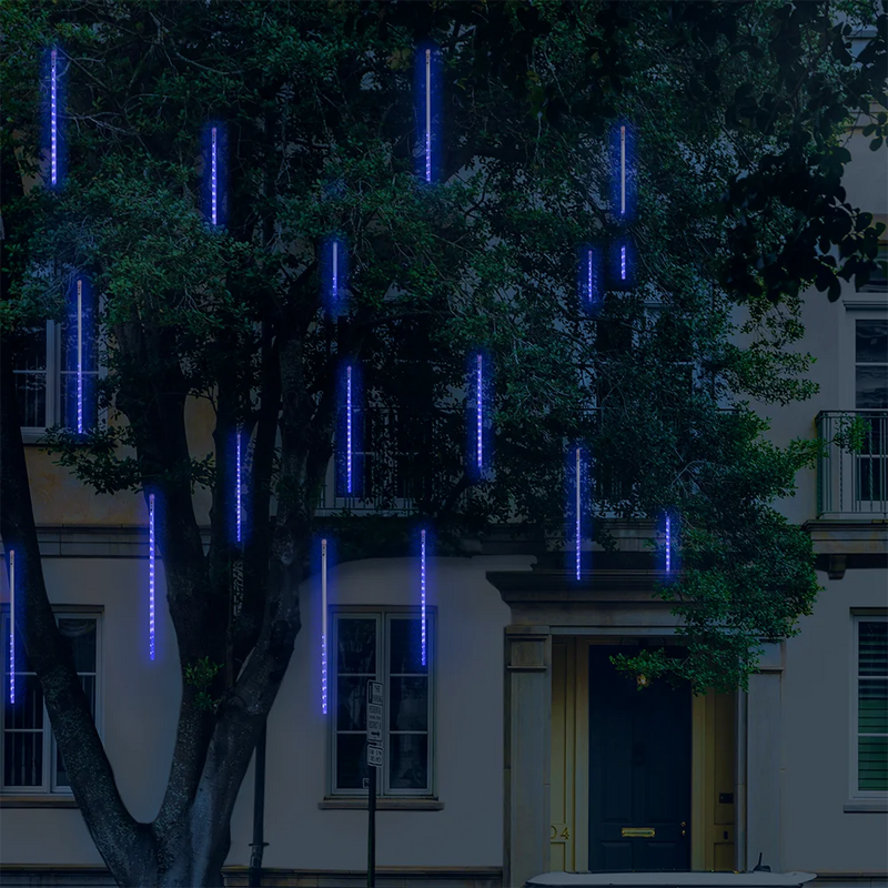 Cascata 8 Tubos Queda Pisca Pisca Led Chuva Meteoro Gelo 45cm Fim De Ano Decoração De Natal Conecta Várias Unidades