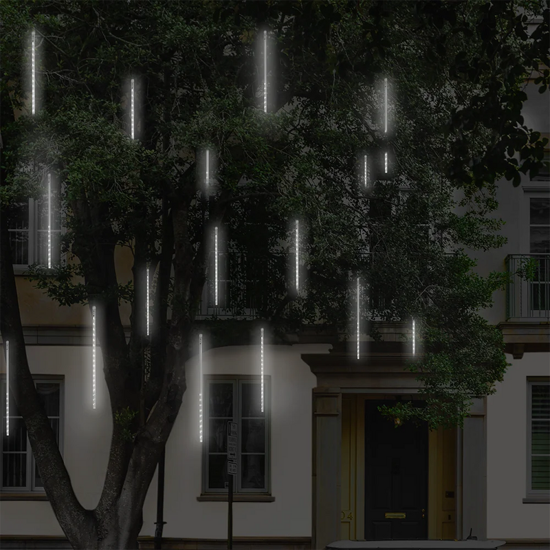 Cascata 8 Tubos Queda Pisca Pisca Led Chuva Meteoro Gelo 45cm Fim De Ano Decoração De Natal Conecta Várias Unidades