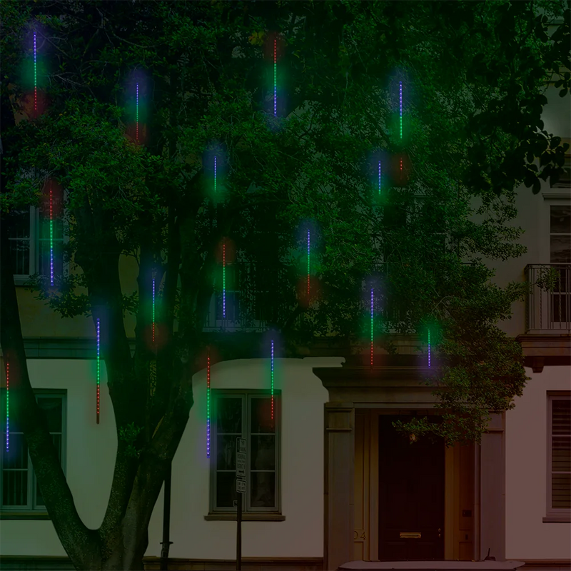 Cascata 8 Tubos Queda Pisca Pisca Led Chuva Meteoro Gelo 45cm Fim De Ano Decoração De Natal Conecta Várias Unidades